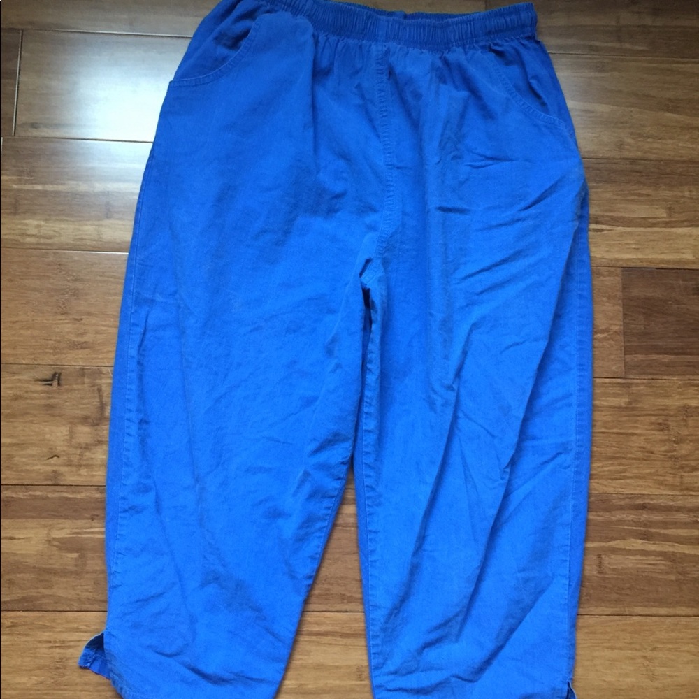 blue stretchy pants